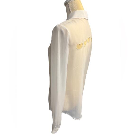 Material Girl Sheer White Heart Cutout Blouse Size‎ M - Picture 2 of 3